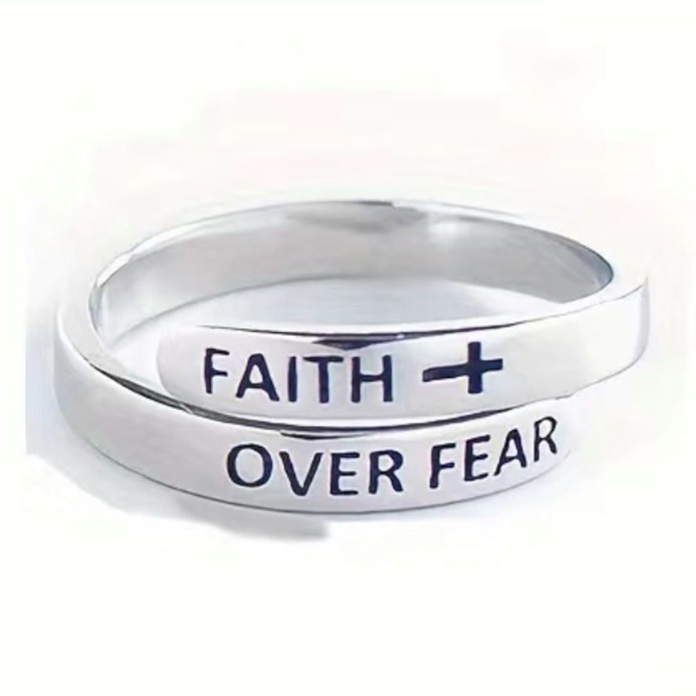 “Faith Over Fear” Inspirational Ring Open One Size Adjustable